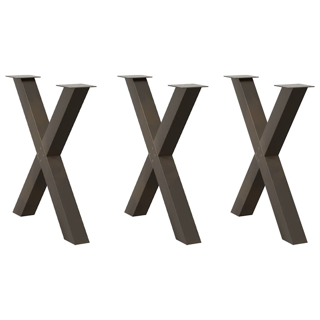 vidaXL Patas para mesa de comedor en forma de X (3 unidades) 80 x (72-73) cm, acero