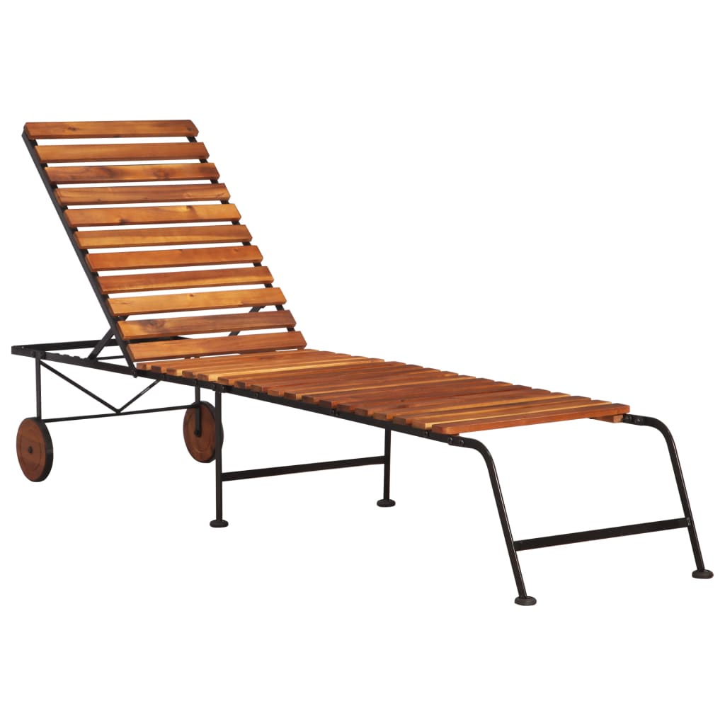 Vidaxl Tumbona de Madera Maciza de Acacia y Patas de Acero