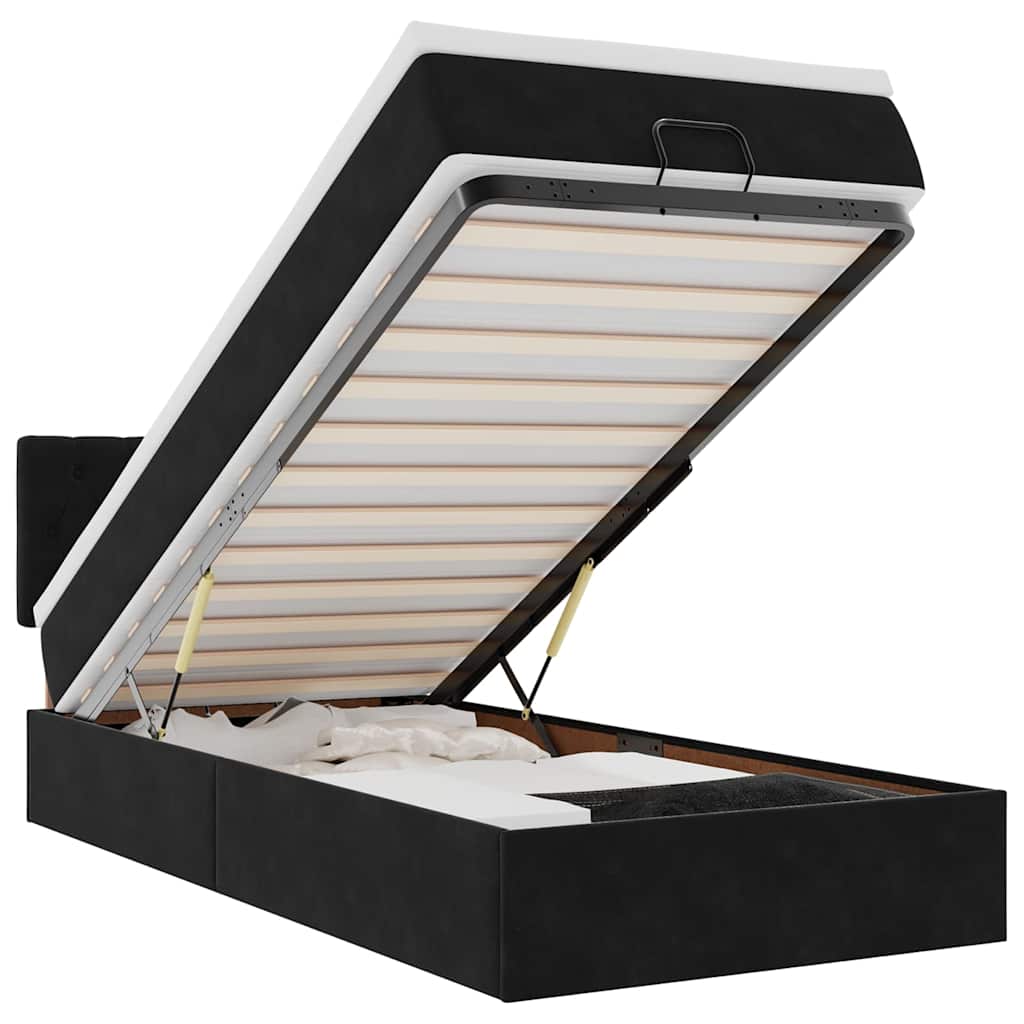 vidaXL Estructura cama otomana colchón terciopelo negro 90x200 cm