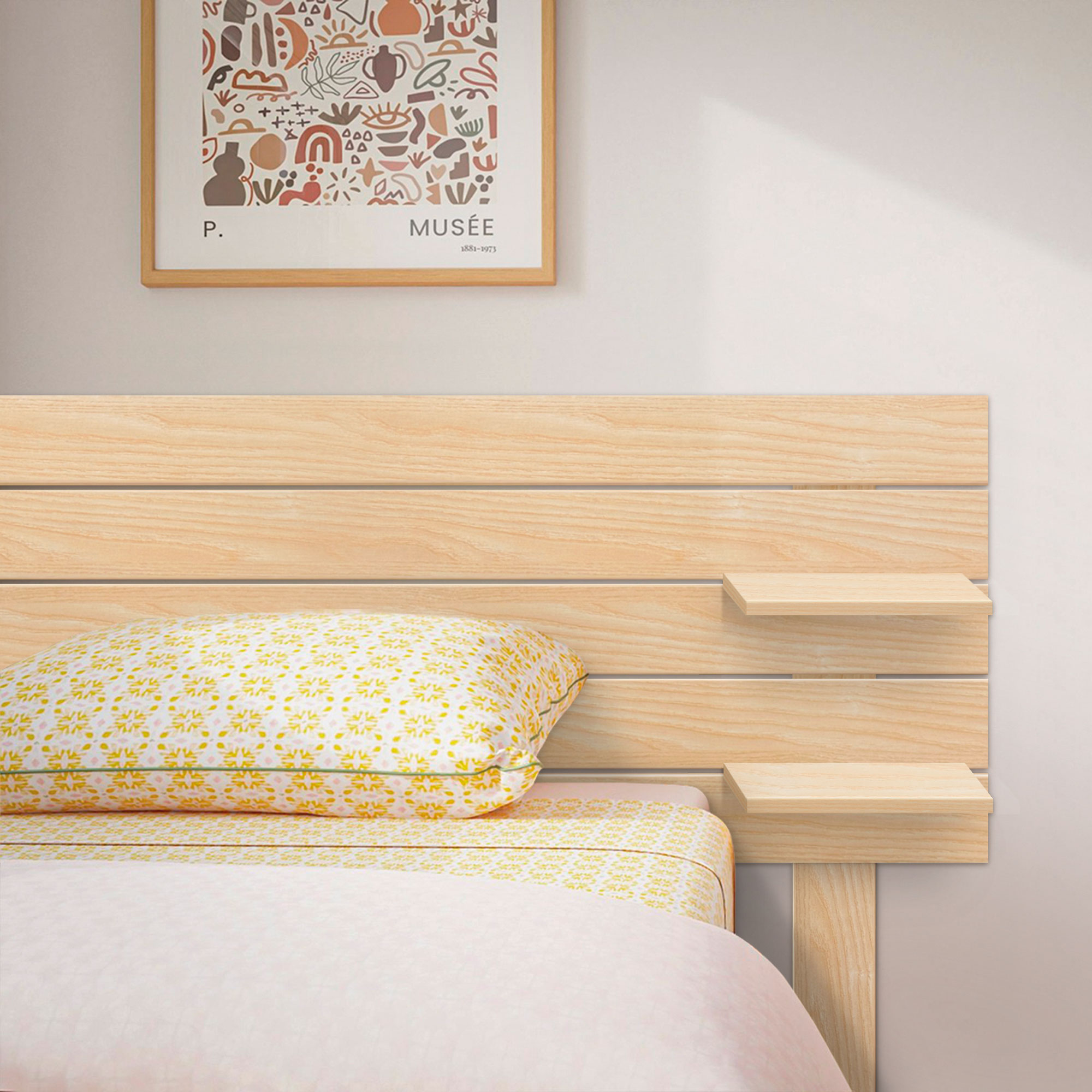 Cabecero con Estantes de Madera reciclada DM Colgante Pared Estilo Palet Horizontal con Patas