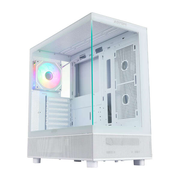Abysm danube sava h400 white caja torre atx, itx, micro atx - lateral y frontal cristal templado - 3.5” y 2.5” - usb-a, usb-c y audio - 1 ventilador argb instalado - soporta refrigeracion liquida
