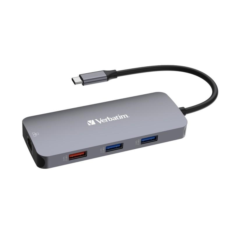 Concentrador Hub Verbatim 9 puertos 10 Gb/s CMH-09 con HDMI 4K y Ethernet Gigabit