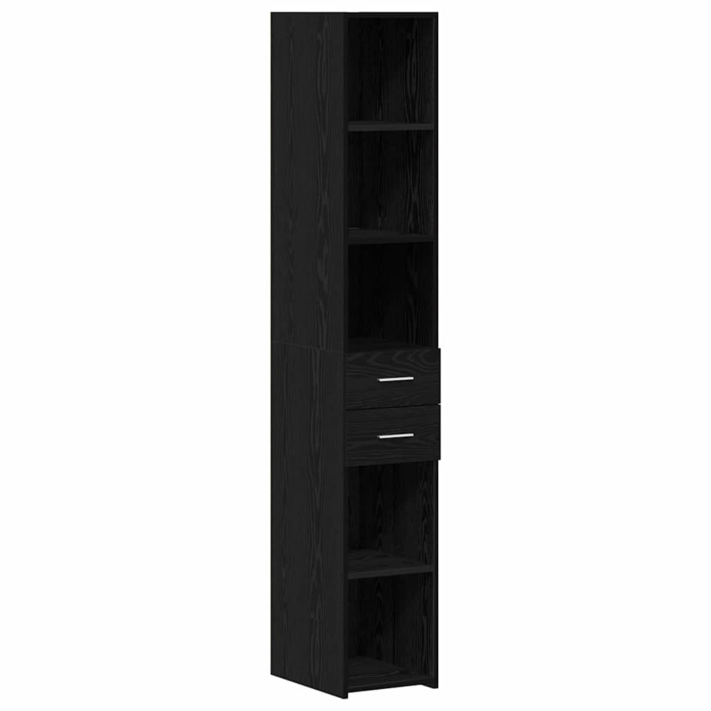 vidaXL Estantería con cajón Roble Negro 30 x 42.4 x 185.2 cm
