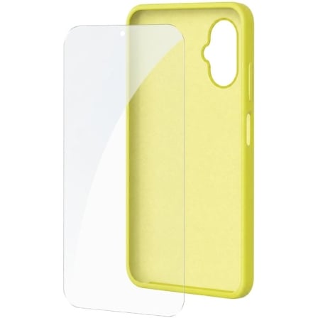 Funda Silicona + Protector de Pantalla de Cristal Templado SPC Wuum One Protection Pack 4354Y/ Compatible con SPC Wuum One/ Amarilla
