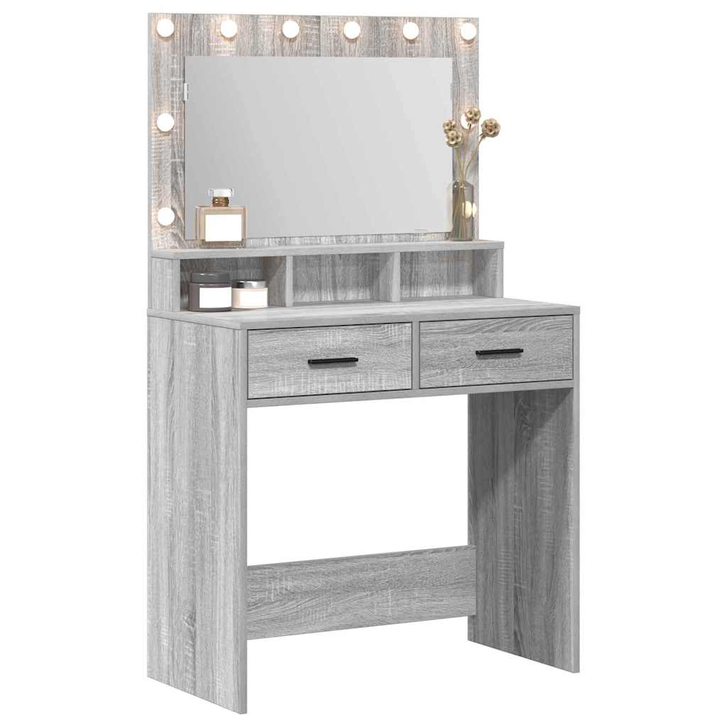 vidaXL Mesa Tocador Gris Sonoma 79 x 41 x 135 cm Madera de ingeniería