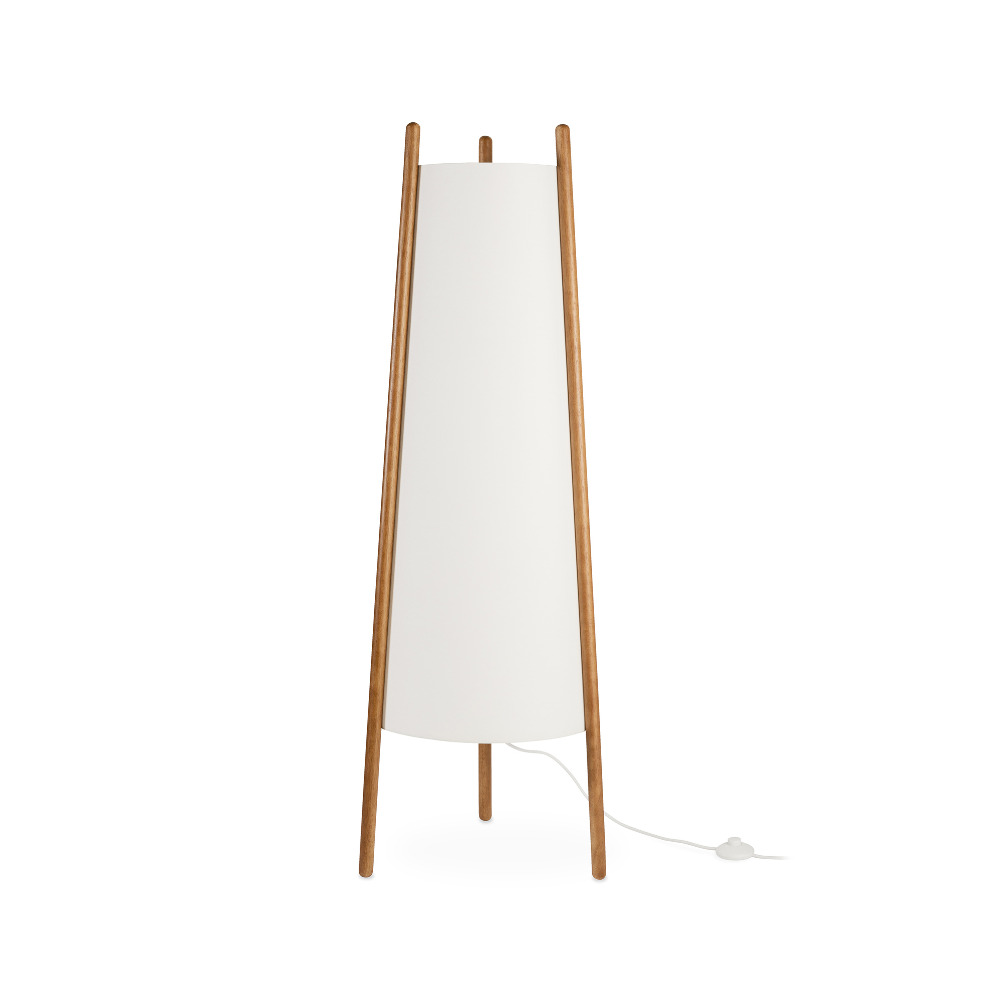 LEDS C4 Woody - Lámpara de Pie E27 Madera Clara Natural y Textil Blanco
