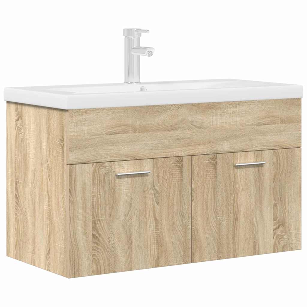 vidaXL Mueble de baño con lavabo incorporado y grifo roble Sonoma