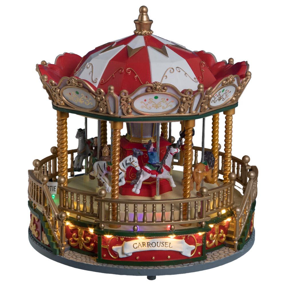 New Planet Home® Carrusel "Montmartre" Escena navideña luminosa con sonido y movimiento | 22.5x22.5x24.5 cm
