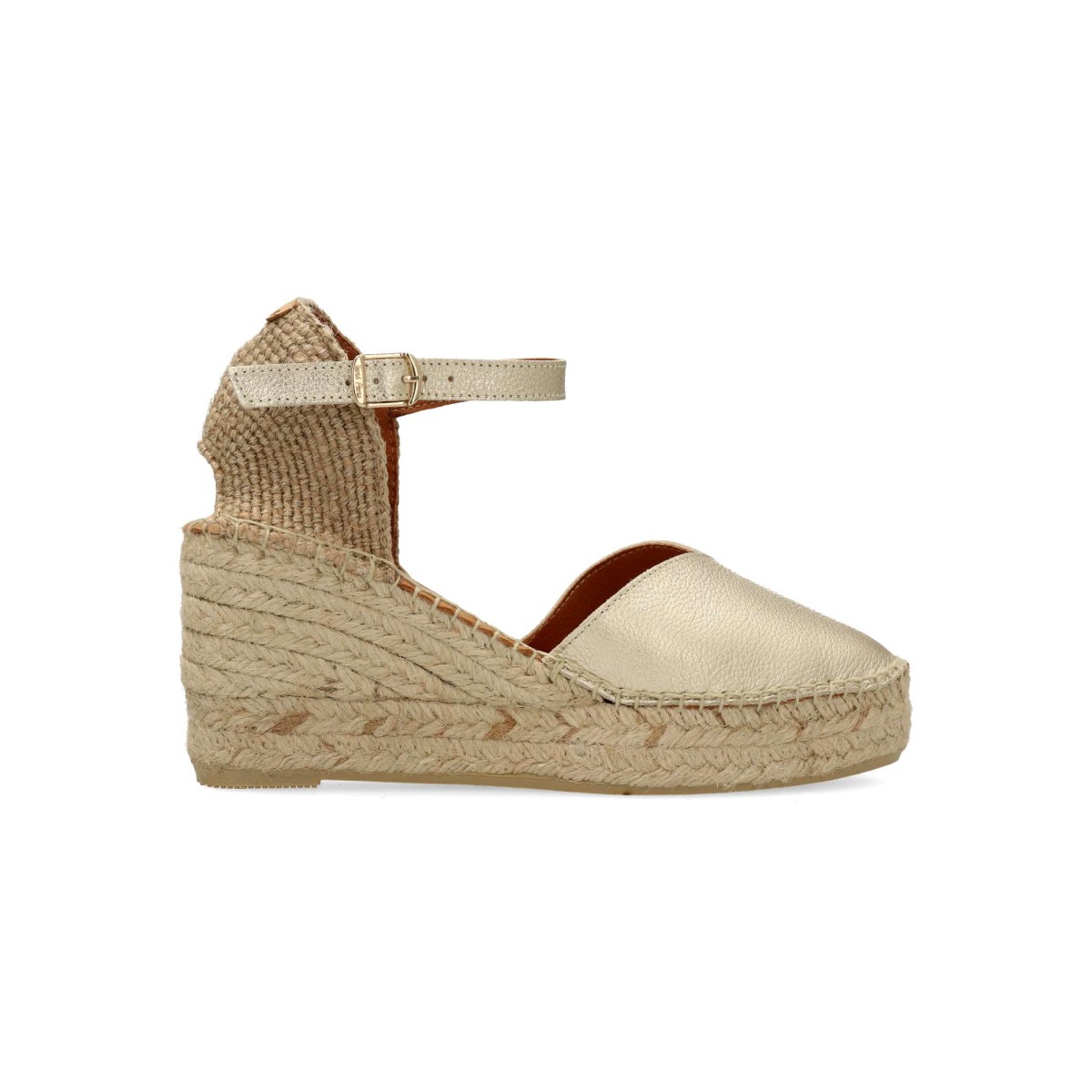 Toni Pons - Sandalias valencianas de piel para mujer con cuña de yute de 8 cm, suela antideslizante y cierre con hebilla, planta acolchada