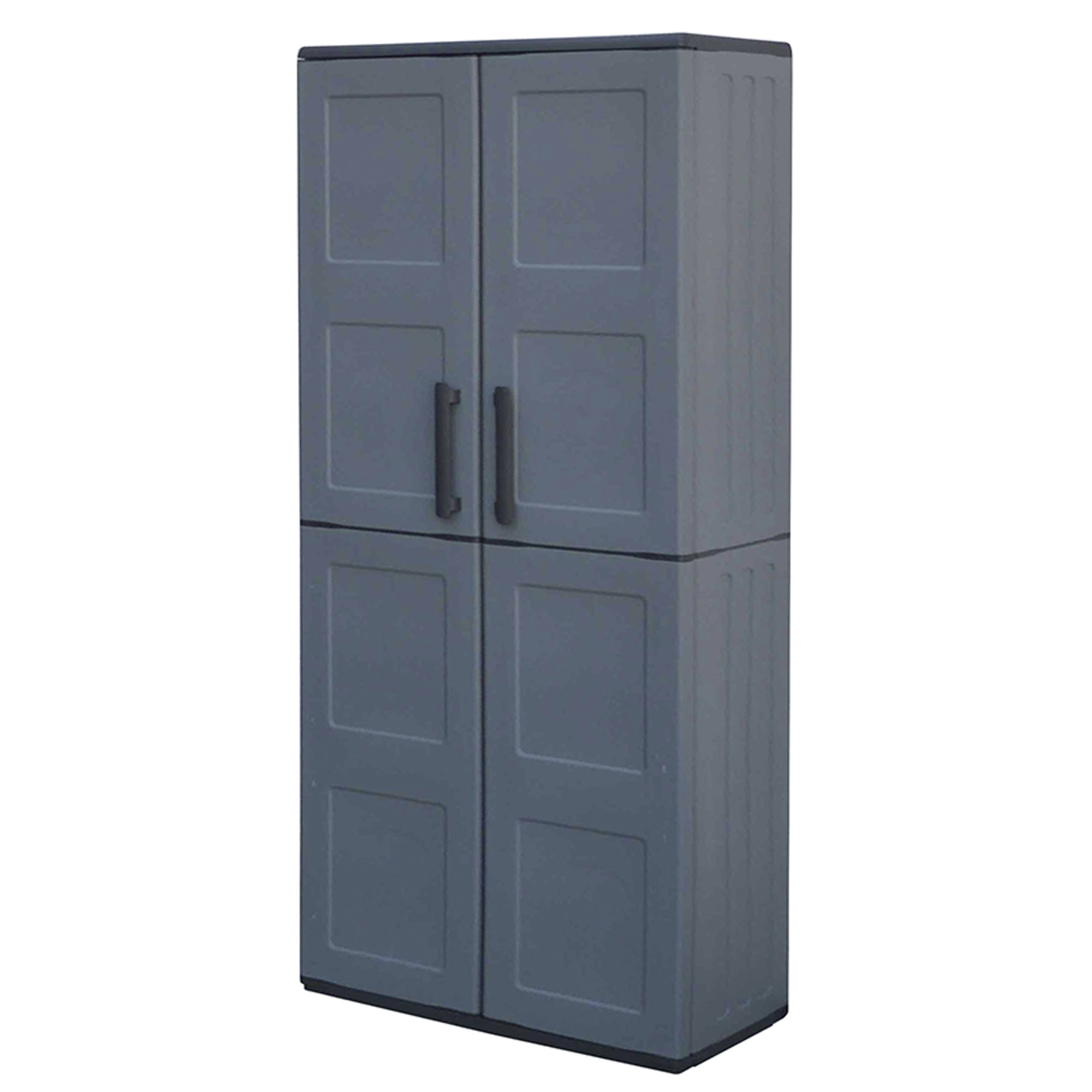 Armario de altura completa en polipropileno, material reciclable y ecológico sostenible, está equipado con bisagras de acero y estantes ajustables, di