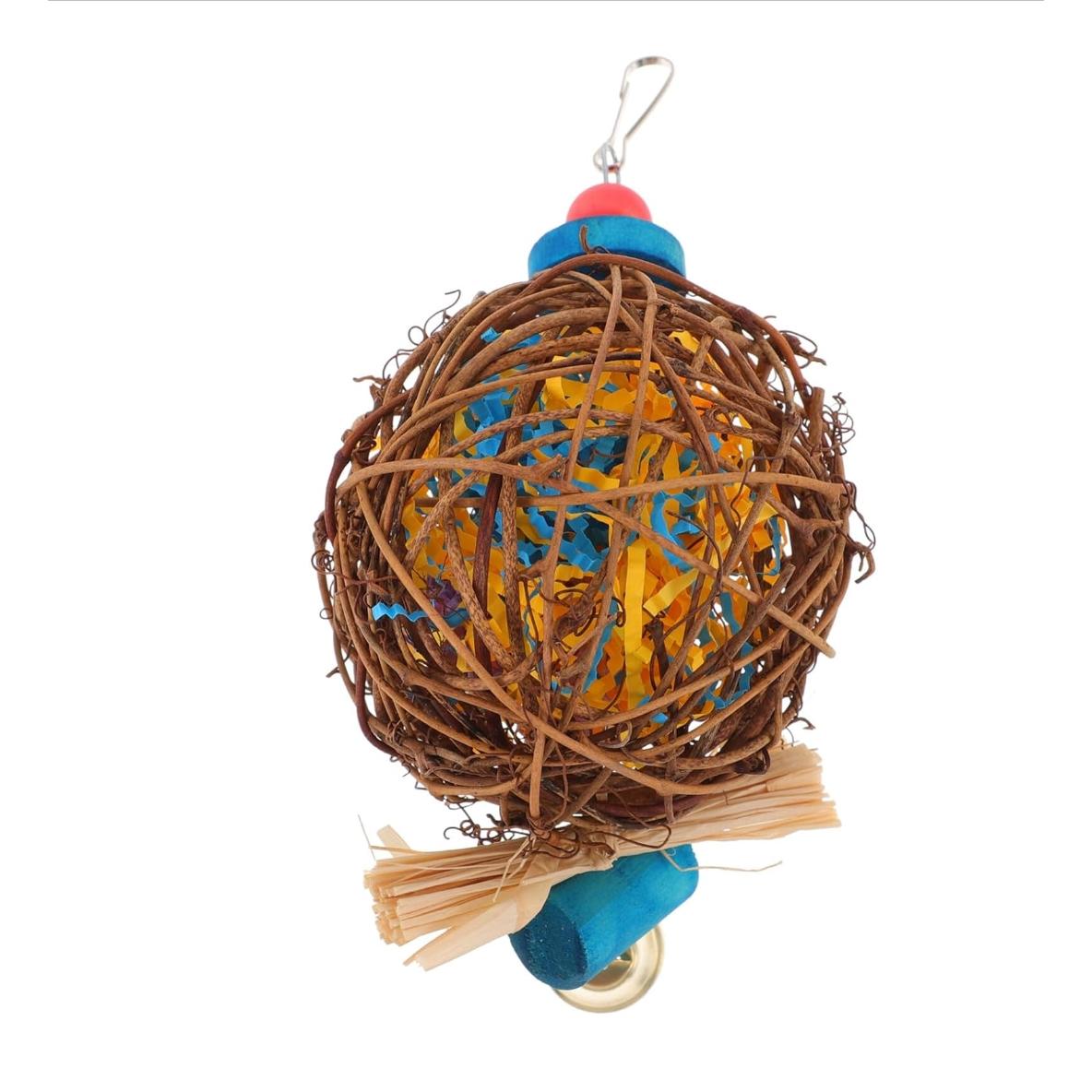 Ipetboom Trituradora de forrajeo para pájaros Juguete Trituradora de jaula para loros Juguete Bola para masticar para mascotas Juguete colgante para forrajeo Juguete para periquitos de entrenamiento Periquito Conure Bola para hámster Manualidades de orbe