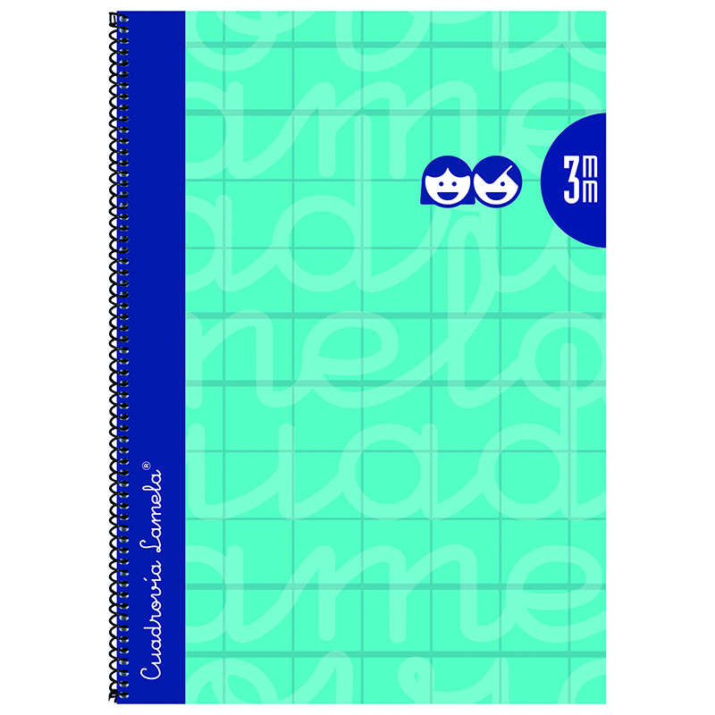 Lamela Cuaderno Espiral Fº (Folio) Cubierta Polipropileno Turquesa 80H 90grs Cuadrovía 3mm