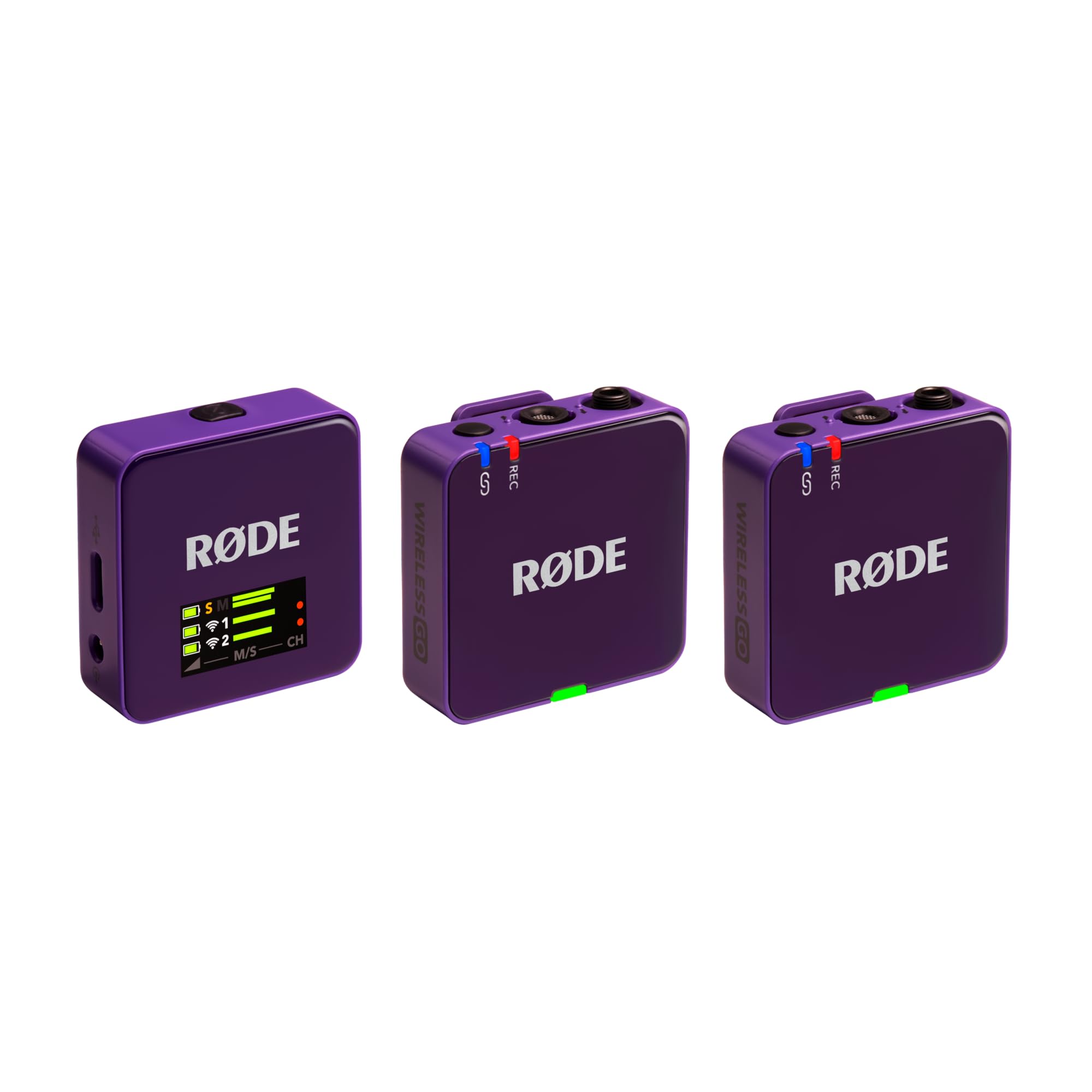 RØDE Wireless GO (Gen 3) – Micrófono inalámbrico compacto – Audio prístino, grabación en 32 bits de punto flotante, control automático de nivel, para teléfonos, cámaras y computadoras (Morado)
