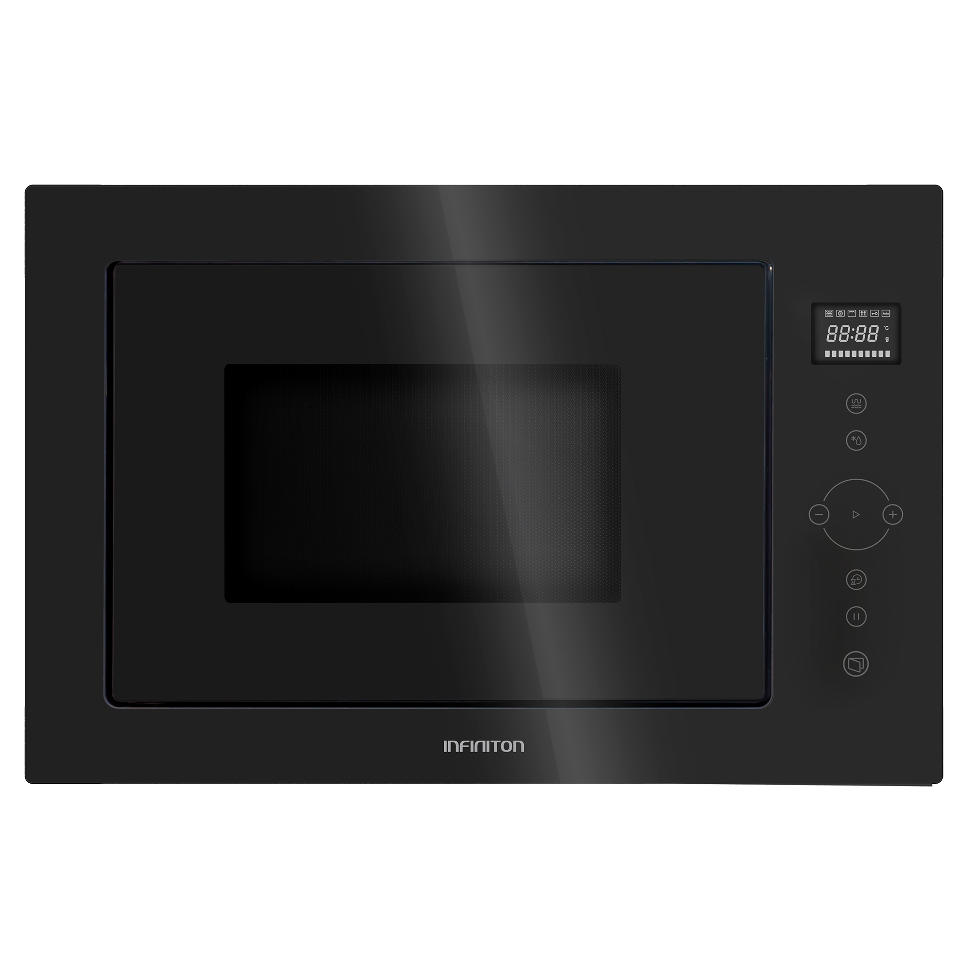 Infiniton IMWGBK25 - Microondas Integrable 25L 900W con Grill, Acabado Cristal Negro