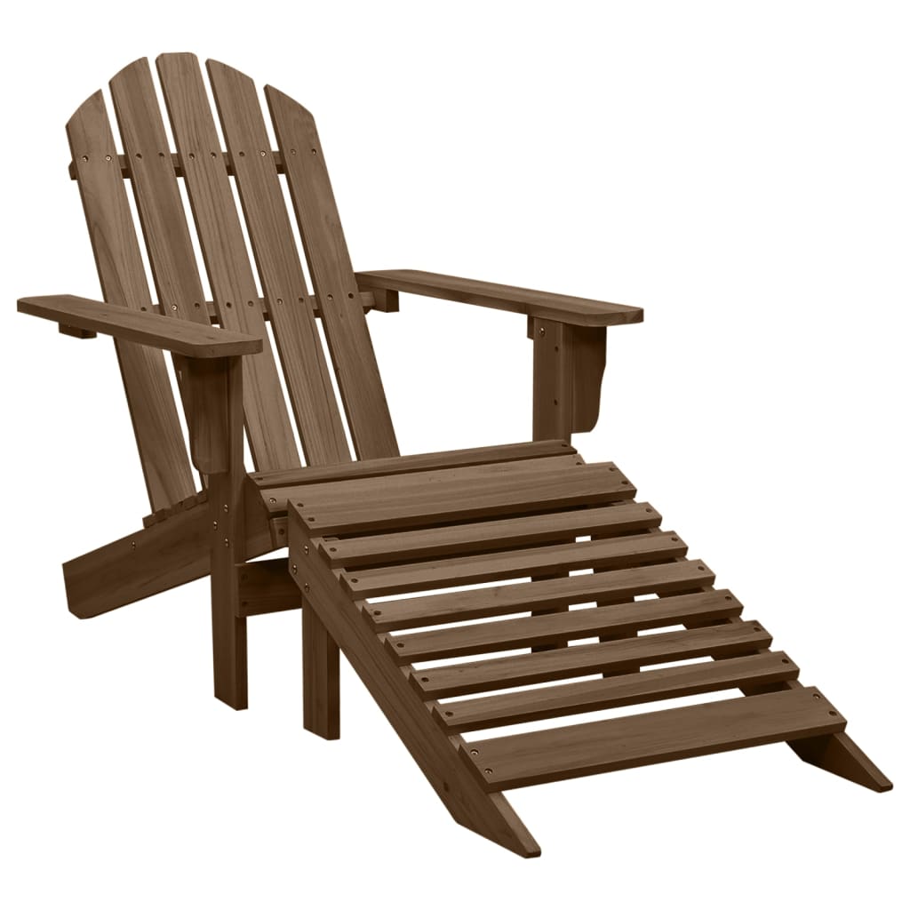 vidaXL Silla de jardín con otomana de madera