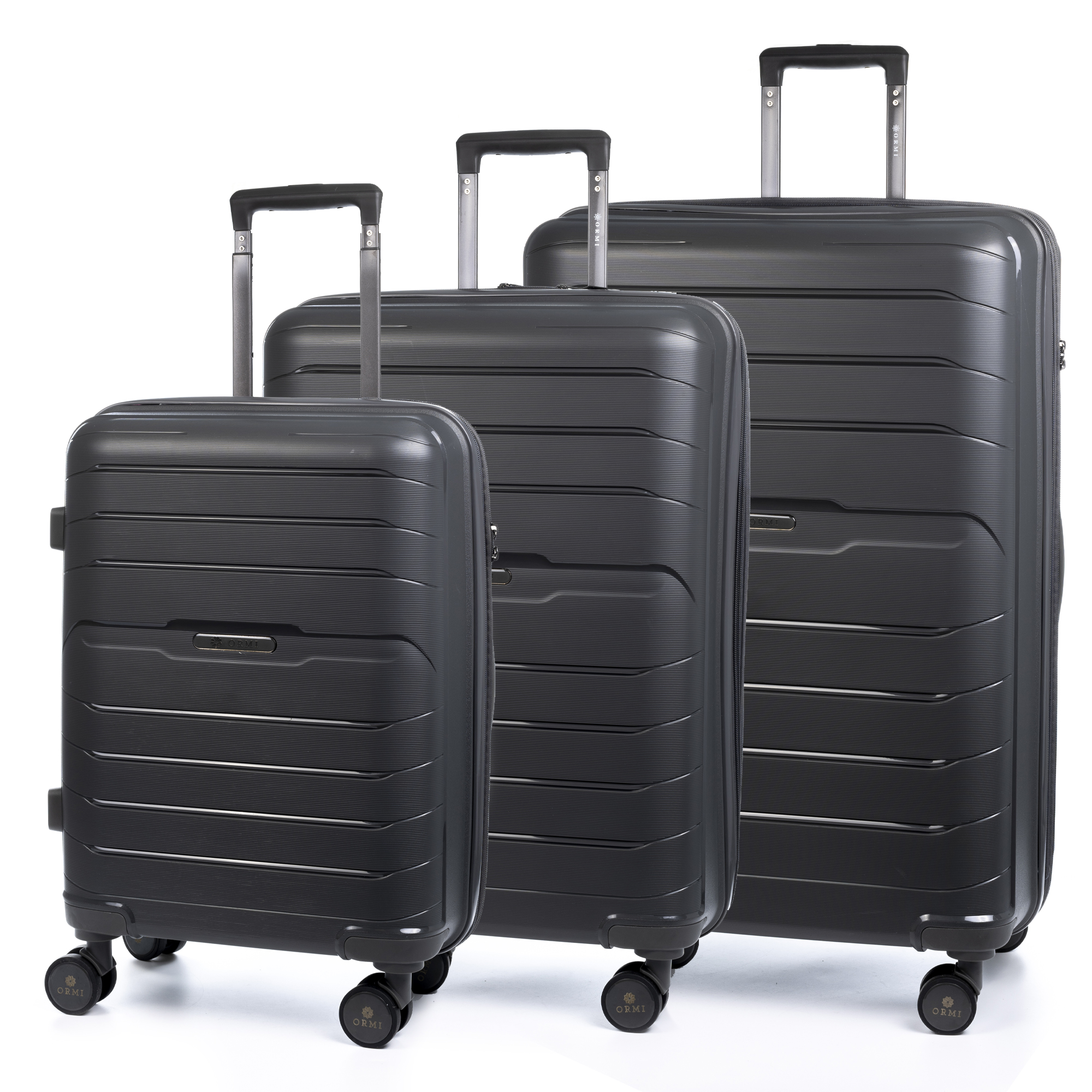 DAM Juego de 3 maletas Trolley extensibles, en material ligero PP resistente a la rotura. Cerradura TSA numérica, 4 ruedas giratorias 360°. 50x30,5x76,5 Cm.