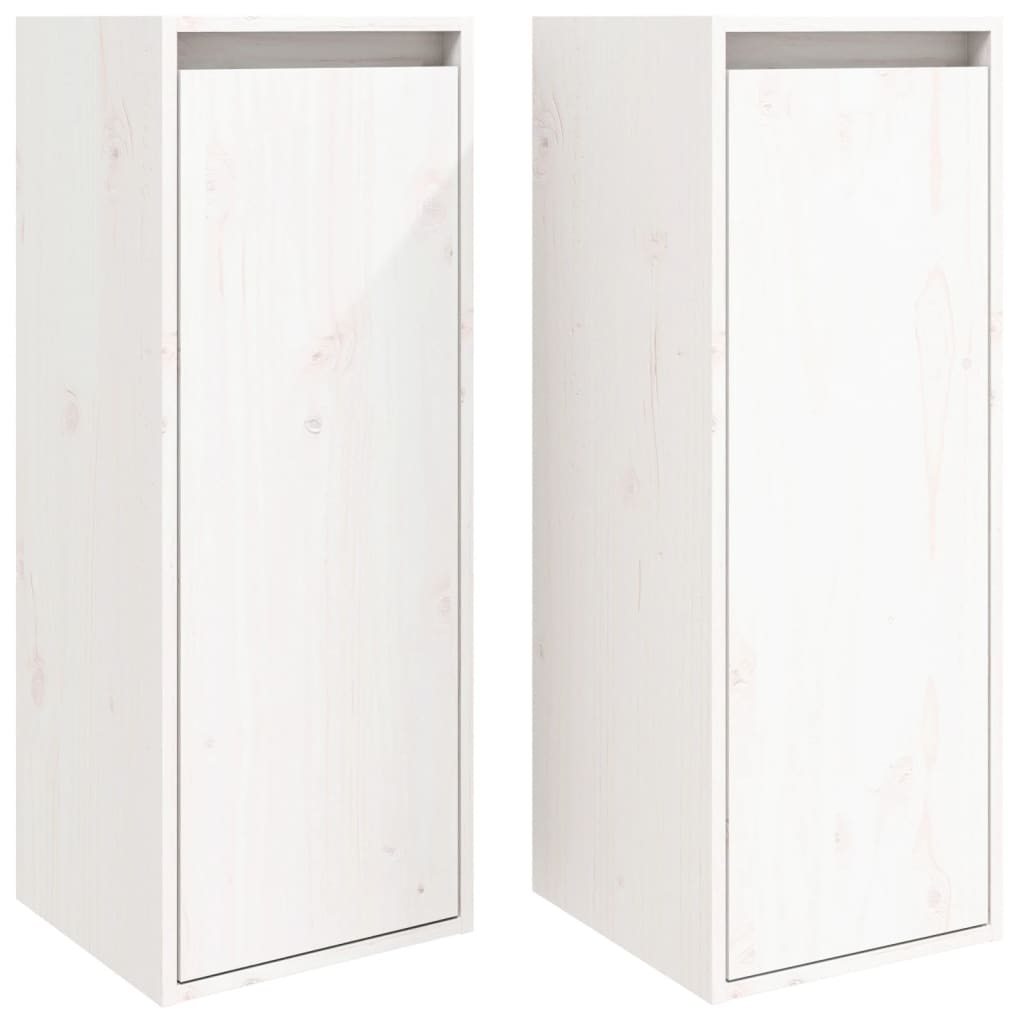 vidaXL Armario de pared 2 uds madera maciza de pino 30x30x80 cm Natural, Blanco, Gris Mueble Almacenaje Estantería para Oficina, Estudio, Dormitorio Estantería/Librería/ mueble de Almacenamiento