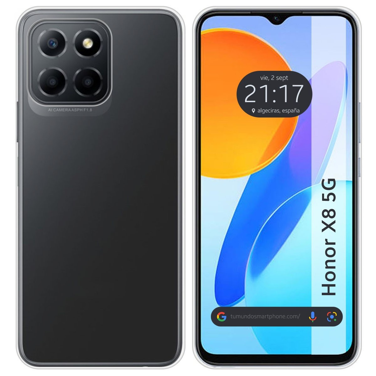 Tumundosmartphone Funda Silicona Gel TPU Transparente para Huawei Honor X8 5G - Protección Delgada