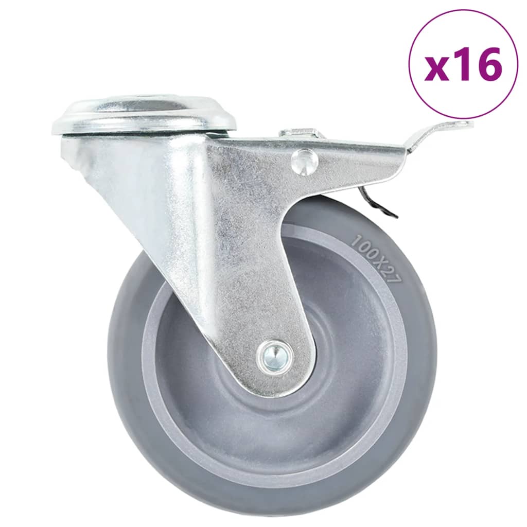 vidaXL Ruedas Giratorias Agujero Pasador y Frenos Dobles 100mm Almacén Útil Cantidad 4 unidades,  8 unidades,  12 unidades y mas