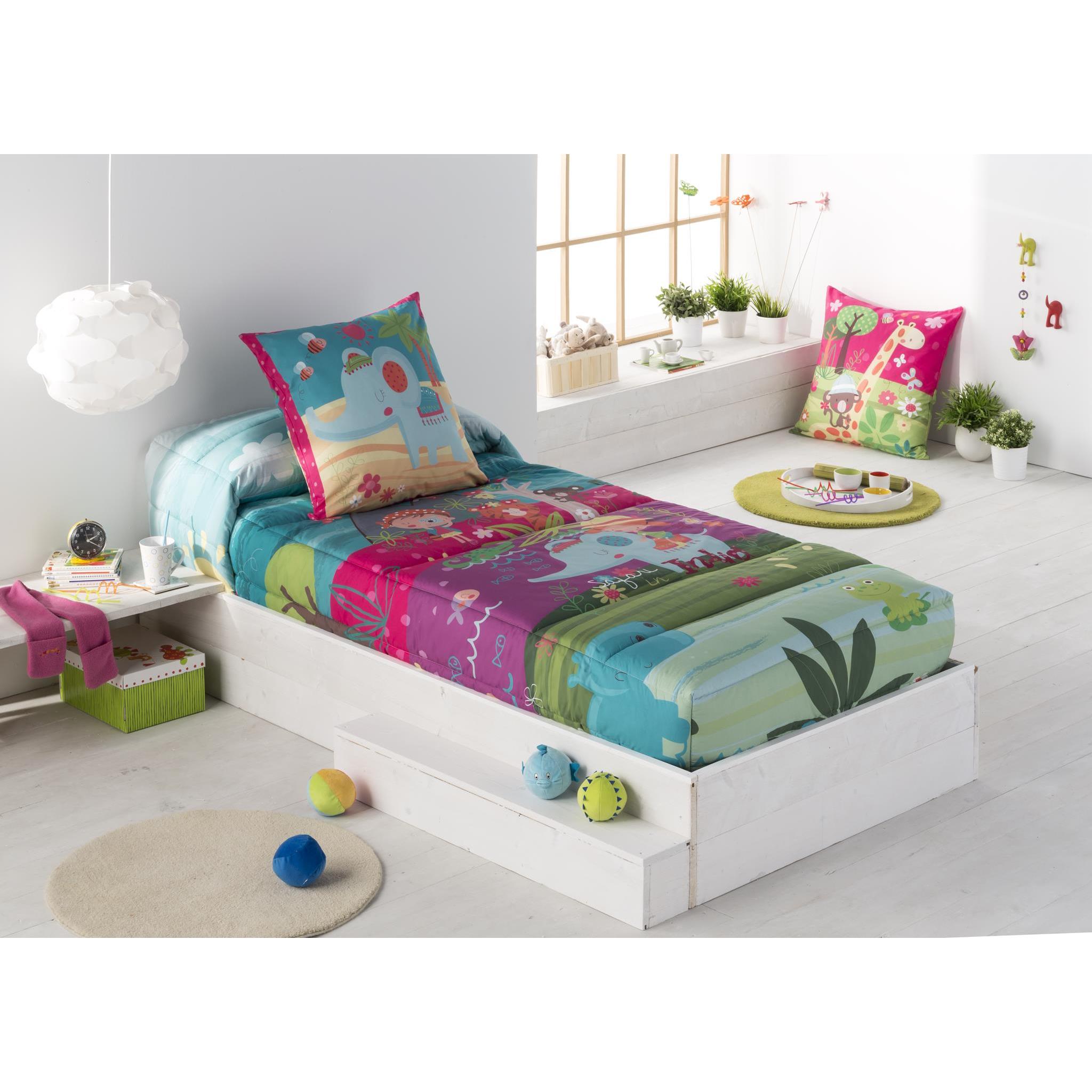 JVR - Edredón Ajustable modelo THAI - Tejido 100% Algodón Percal 200 hilos - Estampado digital - Fabricado en España - Cama 80/90/105