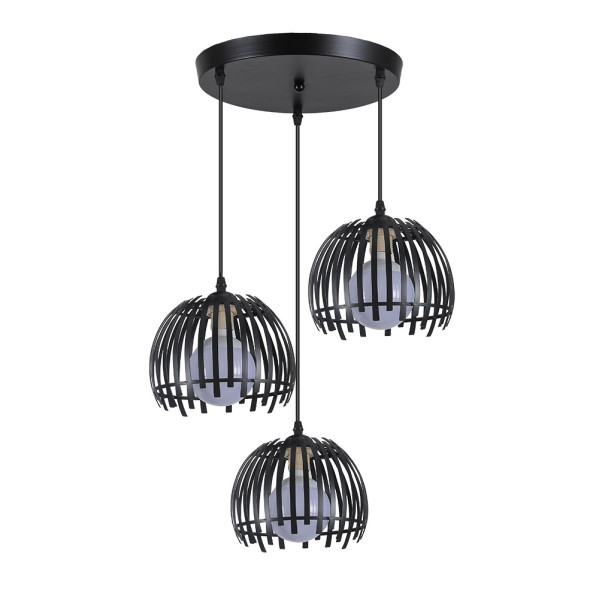 FABRILAMP Lámpara de techo colgante Latina Negro 3xe27 Regx40x40cm