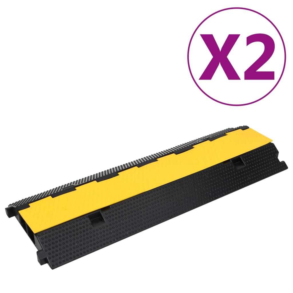 vidaXL Rampa de Protección de Cable (2 unidades) Goma 100 cm Tráfico Aviso Dimensiones 100 x 25 x 5.9 cm, 100 x 35 x 7 cm