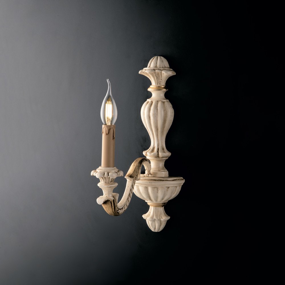 Apliques Shabby Chic Leonardo Marfil Oro 1 Luz E14