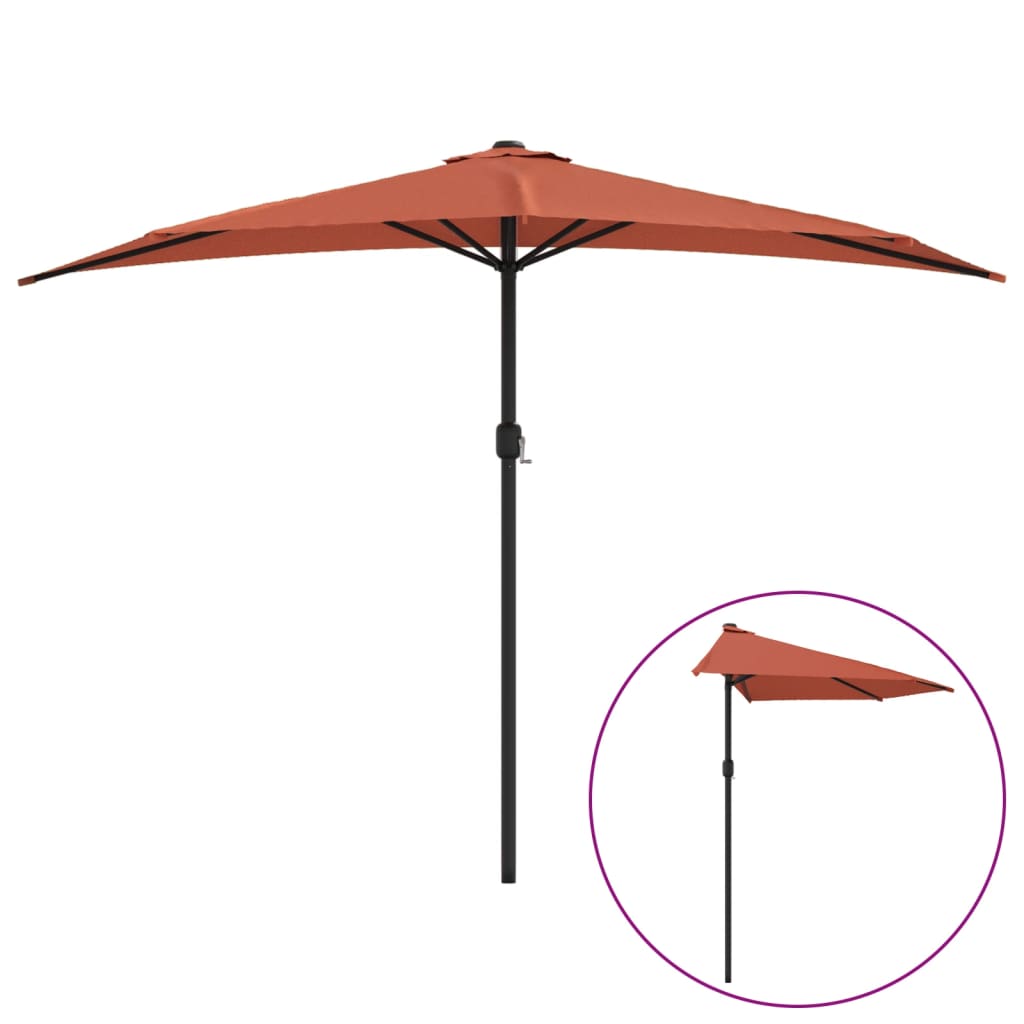 vidaXL Sombrilla balcón semicircular palo aluminio 300x155x223cm Color Taupe Oscuro, Rojo burdeos, Terracota