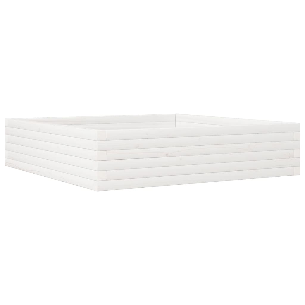 vidaXL Jardinera de madera maciza de pino cera 100x100x23 cm Color Pino natural,  Blanco,  Marrón cera y mas