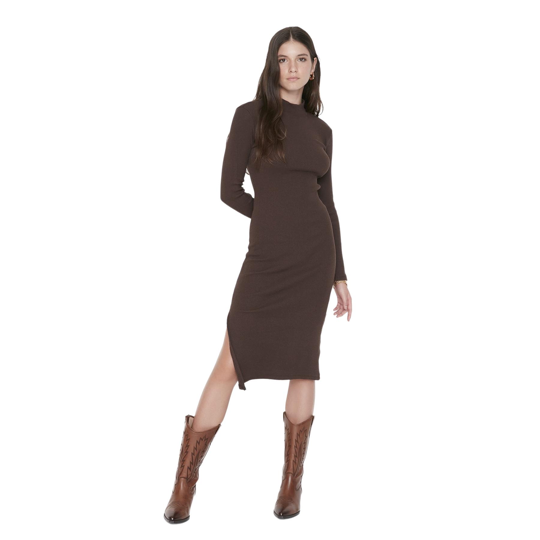 Trendyol Vestido De - Elegante Y Cómodo Marrón Mujer Extra Pequeño