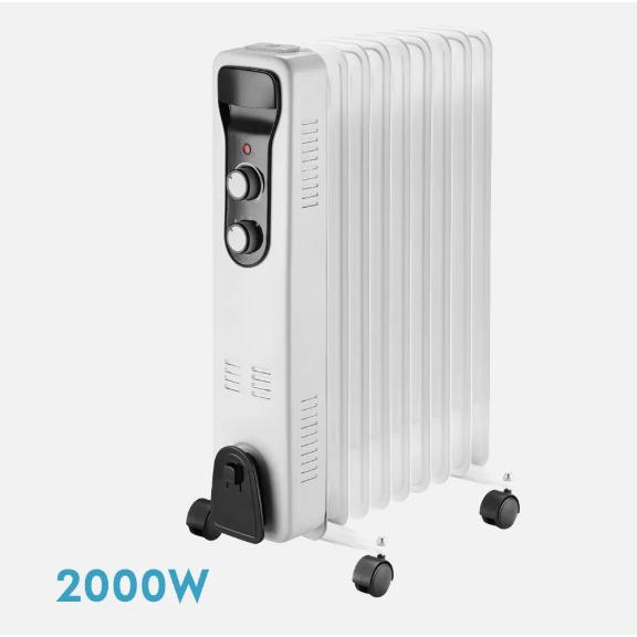 ABRILA Radiador Aceite Brasilia 1000W/1500W/2000w/2500W 5/7/9/11elementos Blanco/negro 3potencias Antivuelco Termostato Reg.seguridad Asa 59,5x40,5x24cm CALIDAD GARANTIZADA
