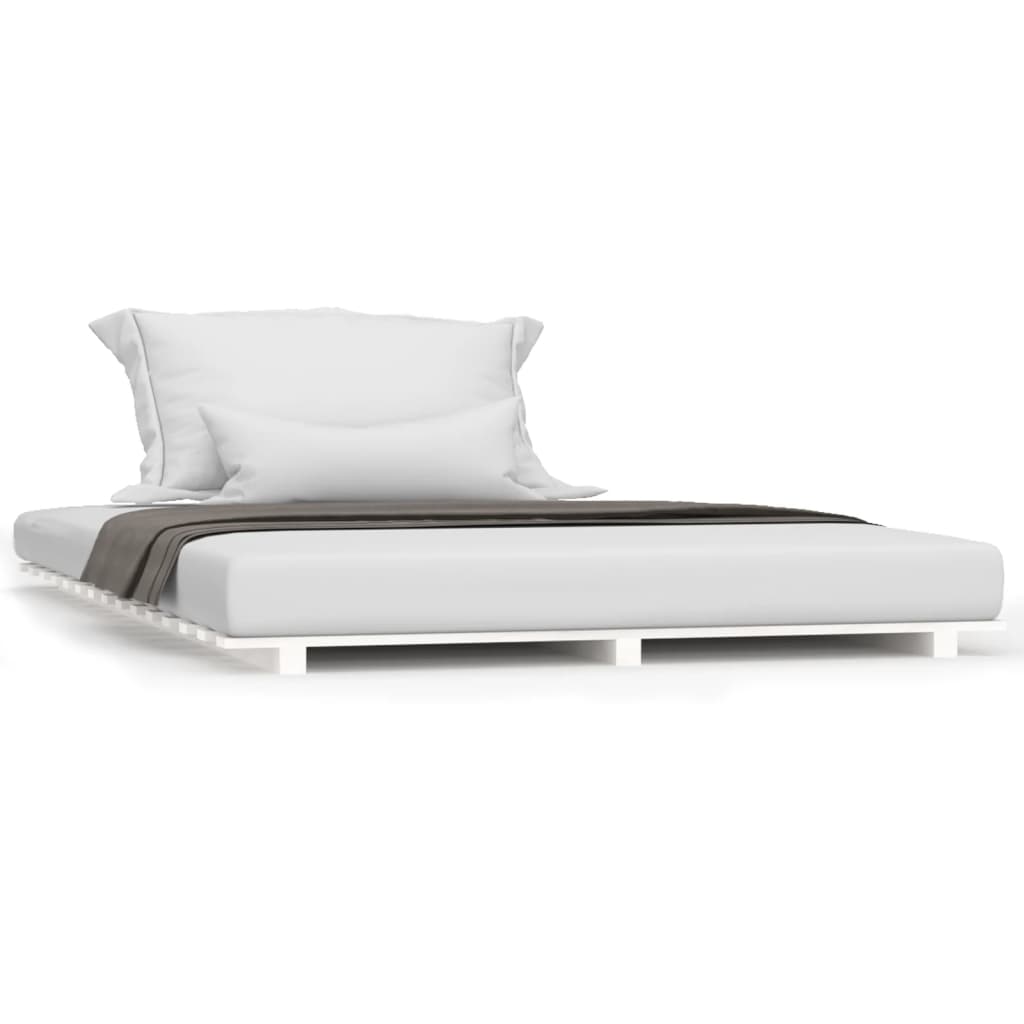 vidaXL Estructura de cama madera maciza de pino blanco 135x190 cm