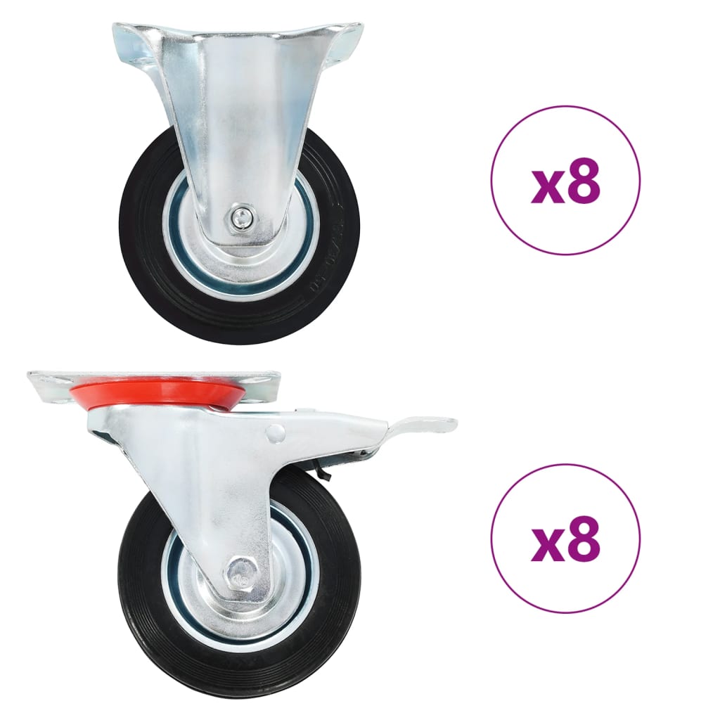 vidaXL Ruedas Fijas y Giratorias de Diámetro 100mm Manipulación Materiales Cantidad 4 unidades,  8 unidades,  12 unidades y mas