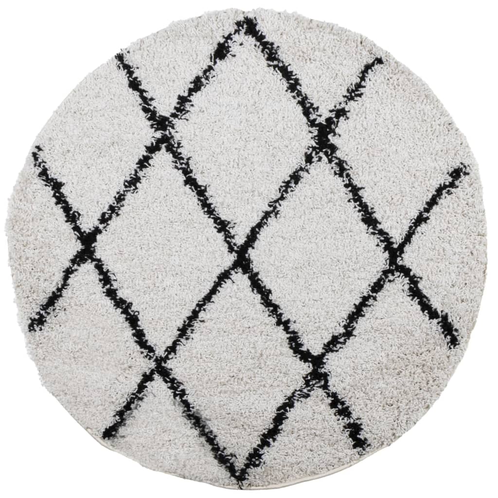 Vidaxl Alfombra Peluda de Pelo Largo PAMPLONA Ø 280 Cm Antracita Crema Gris