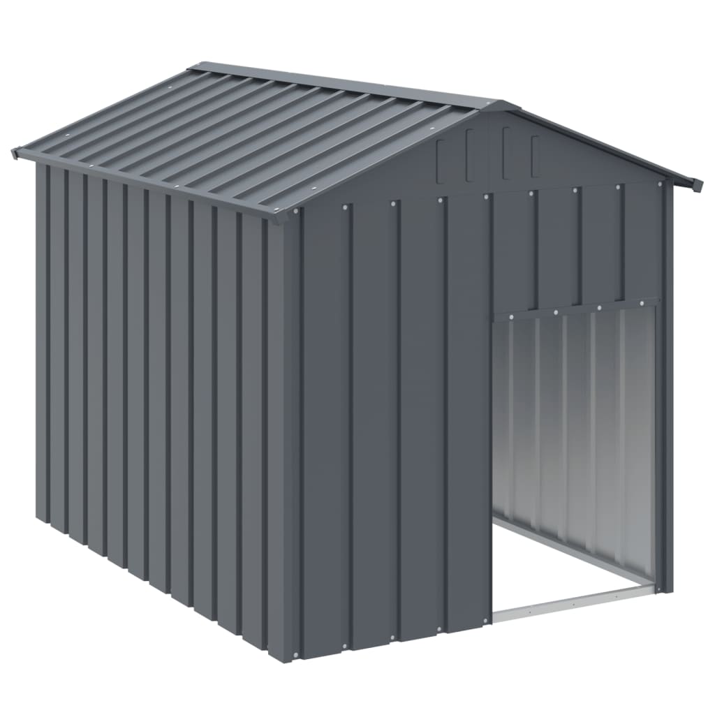 vidaXL Caseta perros con tejado acero galvanizado gris 117x153x123 cm