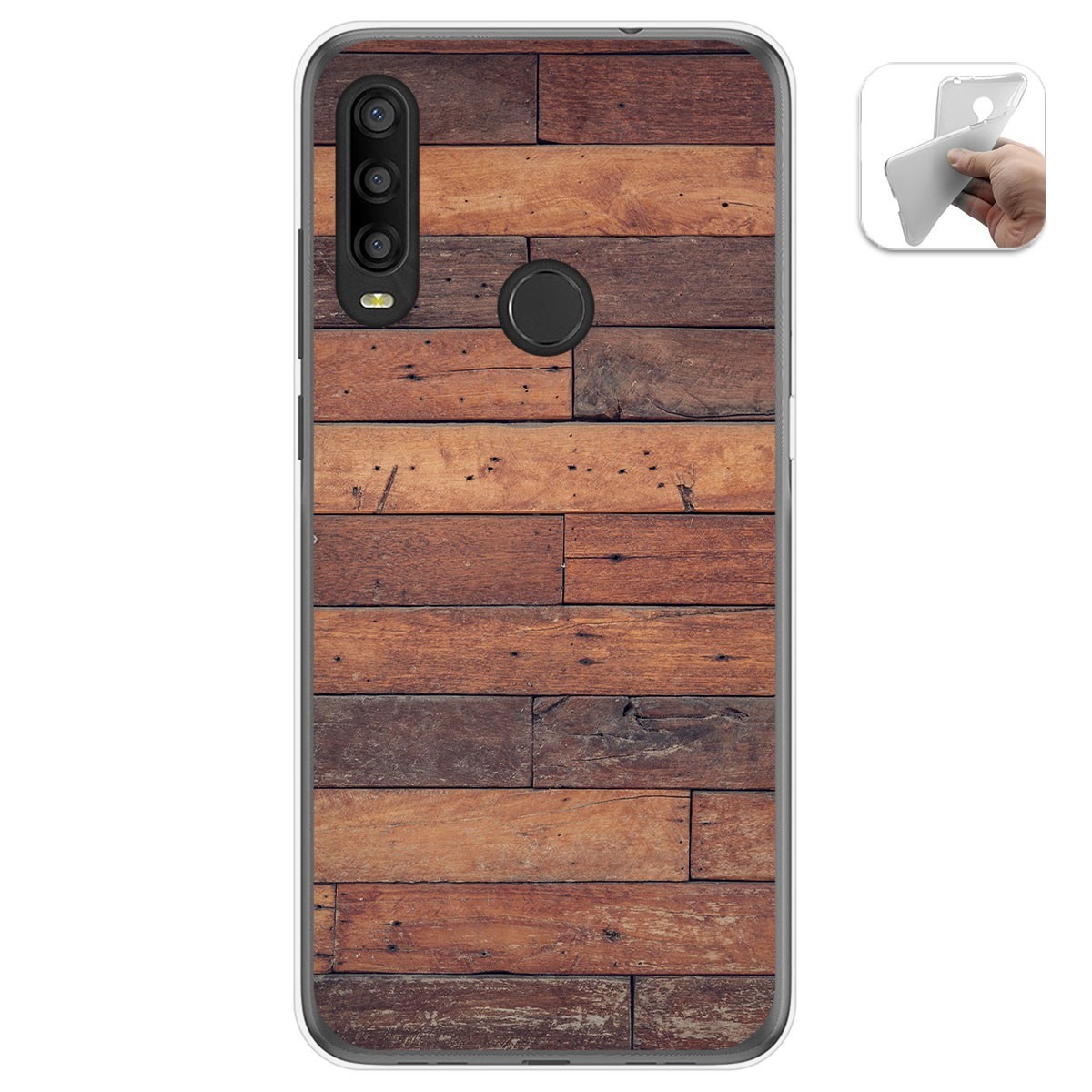 Tumundosmartphone Funda Gel Tpu para Alcatel 1SE 2020 diseño Madera 03 Dibujos