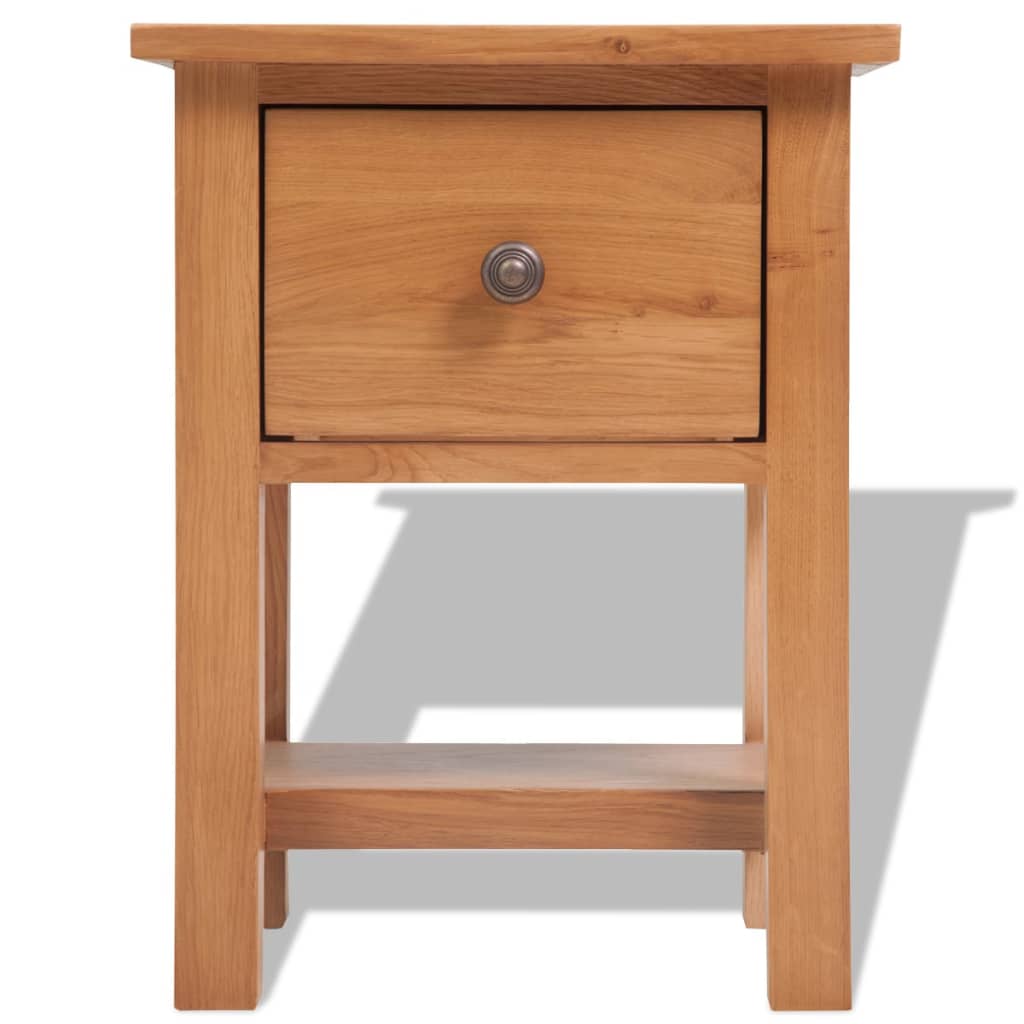 Vidaxl Mesita de Noche de Madera de Roble Maciza 36x30x47 Cm para Salón, Estudio y Dormitorio
