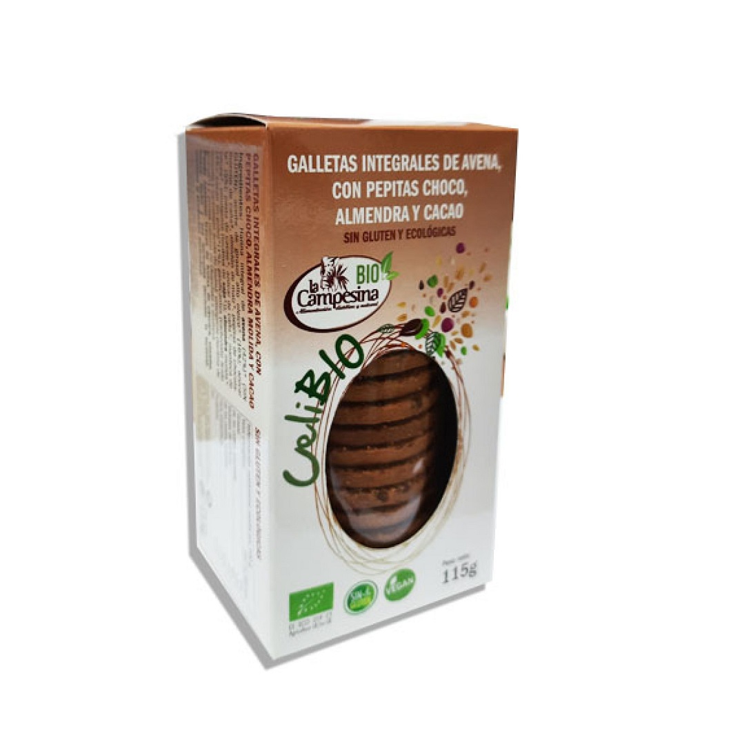 Galleta avena choco almendra celibio marrón La Campesina