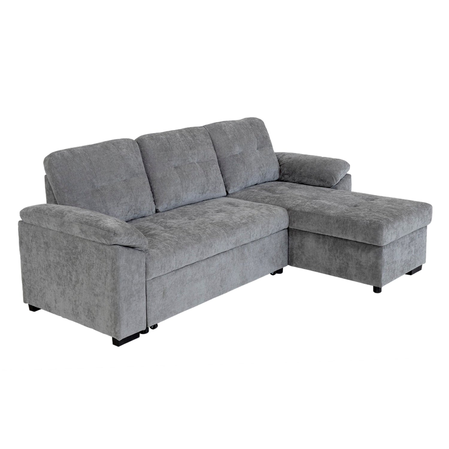 Sofá cama con chaise longue reversible y almacenaje Alexis - Color Gris - Homekit