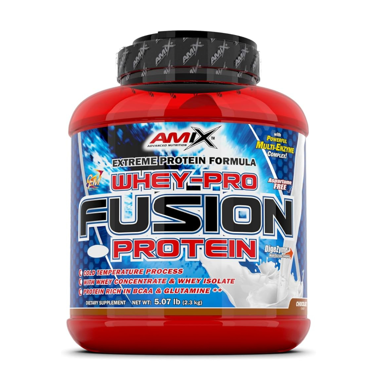 AMIX Whey Pro Fusion - 2,3 Kg - Concentrado de Suero Ultra Filtrado - Isolada con Splenda - Contiene L-glutamina