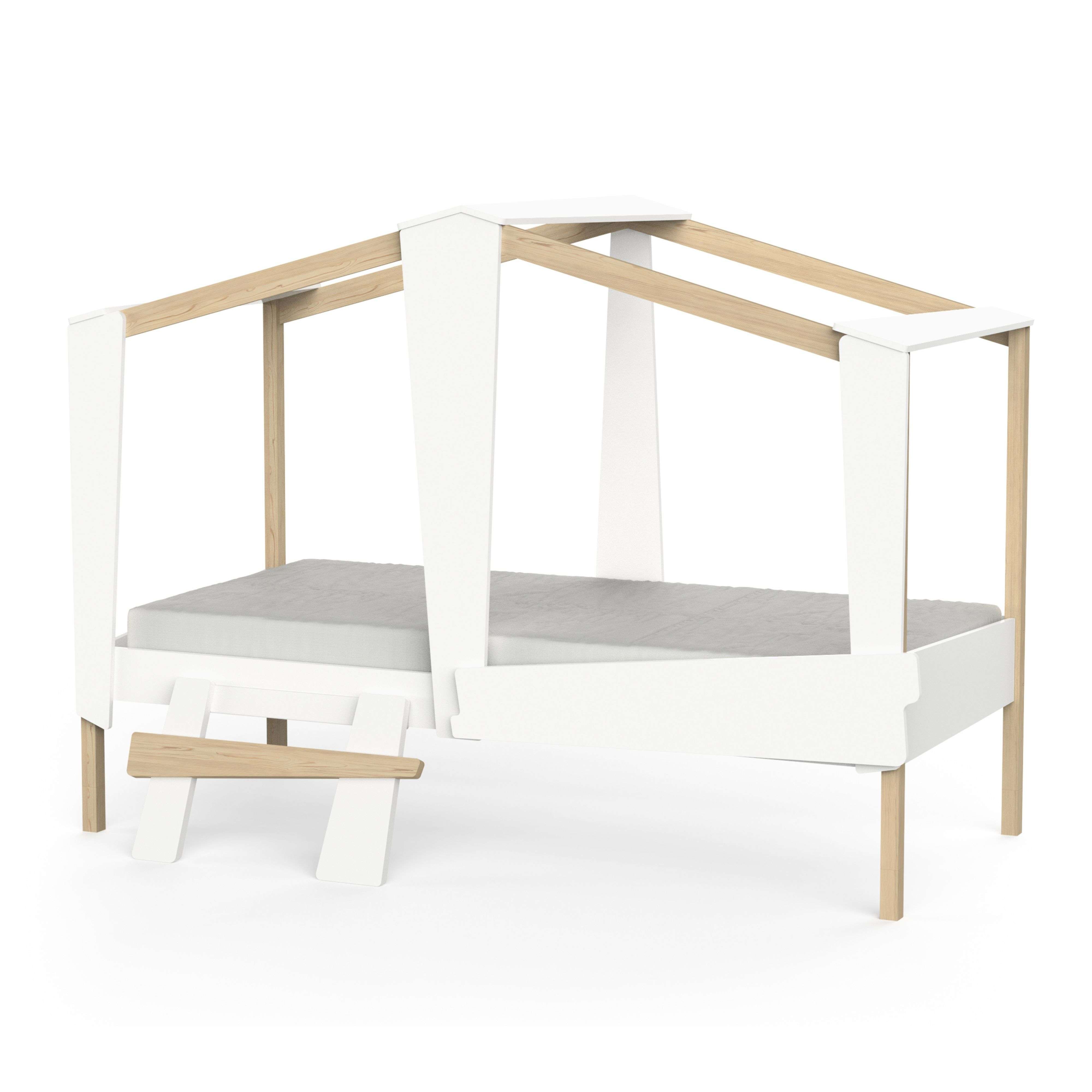 Miroytengo Cama Infantil Cabane Roble y Blanco Mate 90x200 cm