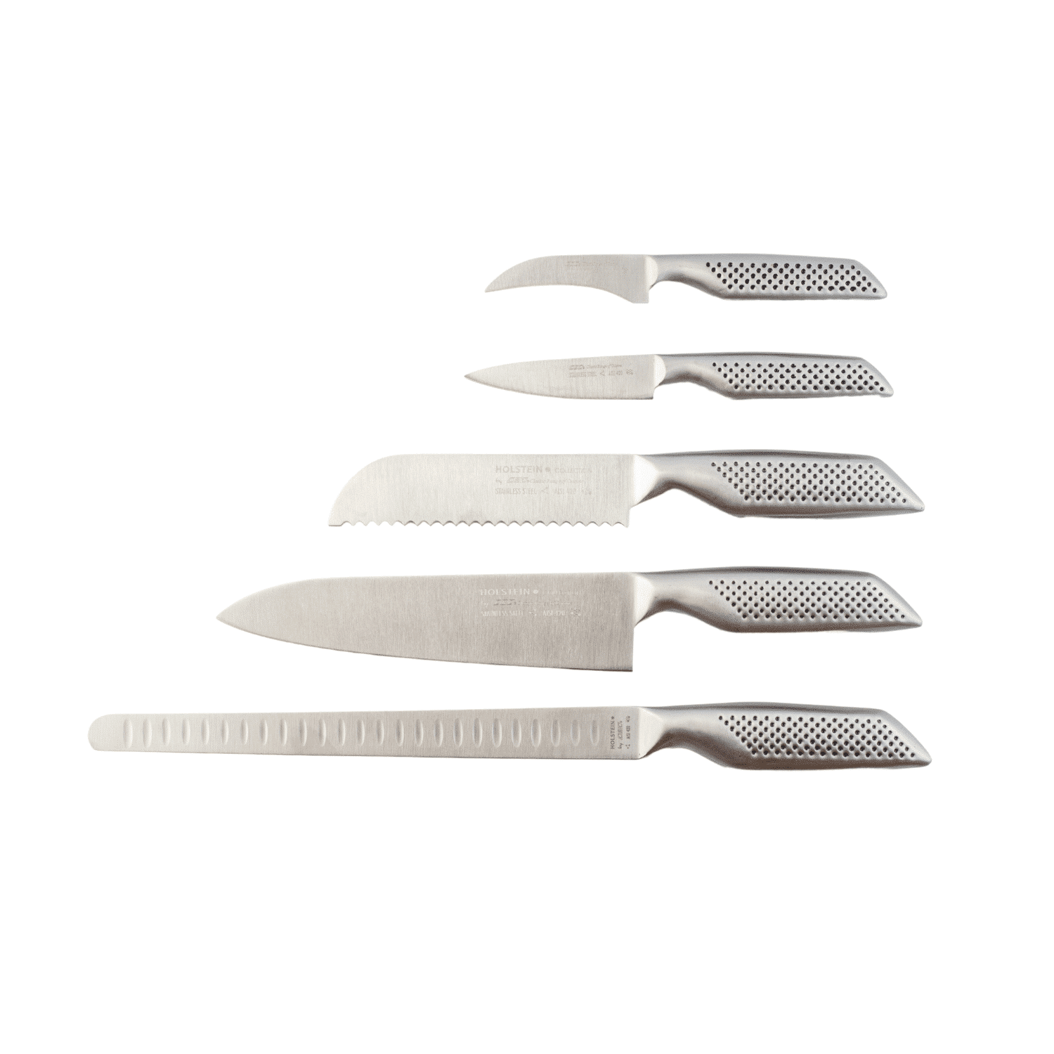 Juego de cuchillos de cocina monoblock en acero inoxidable (5 piezas) Holstein, 5 cuchillos de cocina profesionales (19 cm, 20 cm, 25 cm, 33 cm y 39,5 cm) CRC Juegos de cuchillos de cocina Ofertas CRC menaje