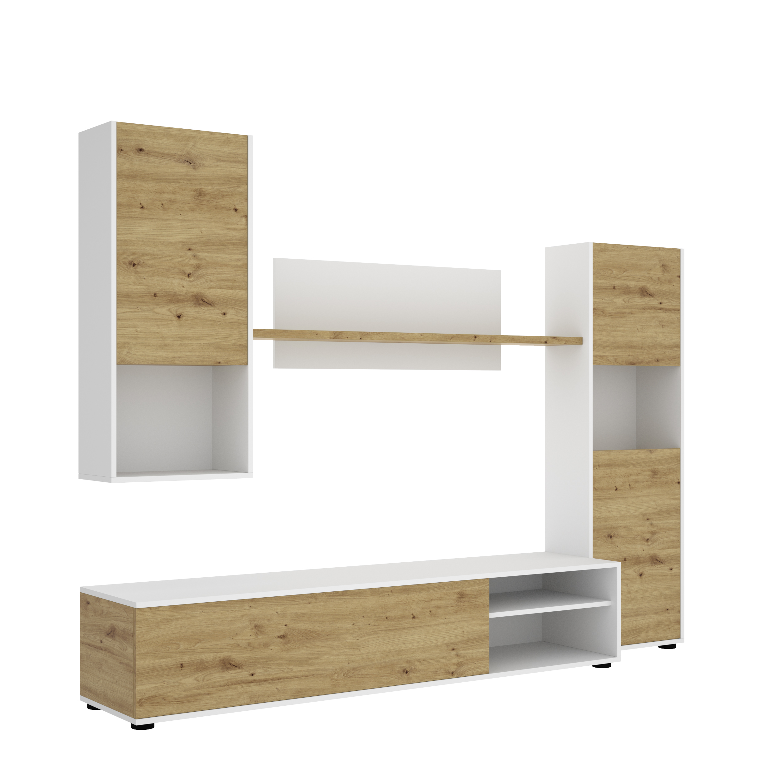 Dekit Composición de Salón LUKA en Blanco y Nordic con Diseño Elegante y Moderno