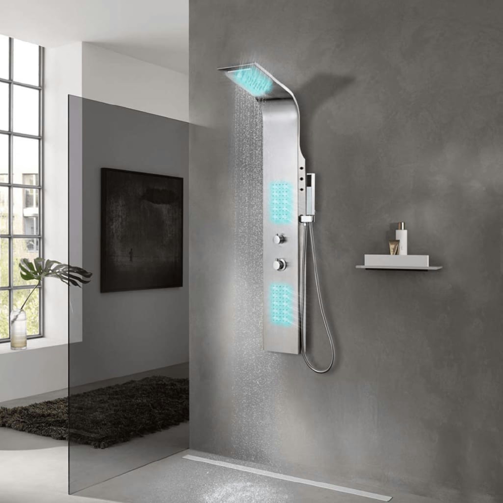 vidaXL SISTEMA DE PANEL DE DUCHA ACERO INOXIDABLE CURVO