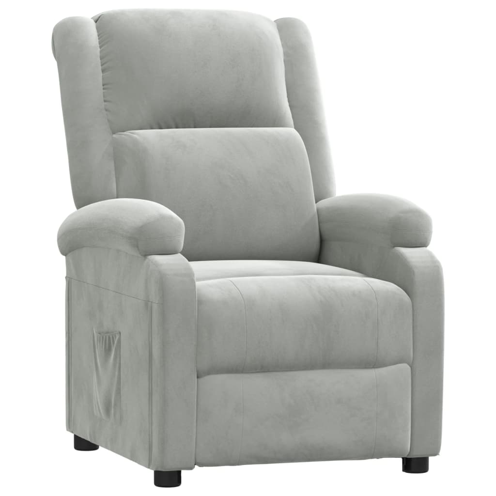 vidaXL Sillón reclinable de terciopelo gris claro