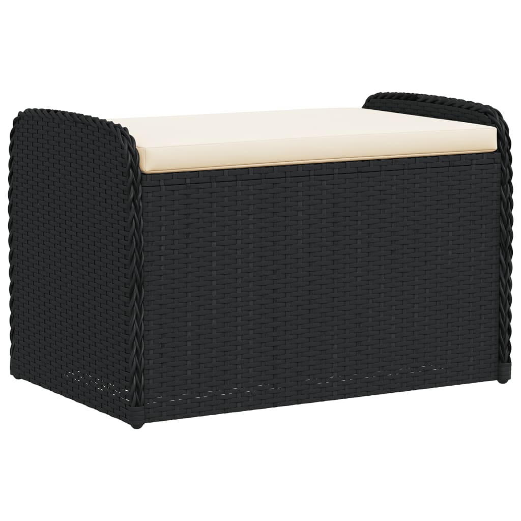 vidaXL Banco de almacenaje con cojín ratán sintético 80x51x52 cm en color Gris/Marrón/Negro | acolchados duraderos para sofás de jardín terraza exterior