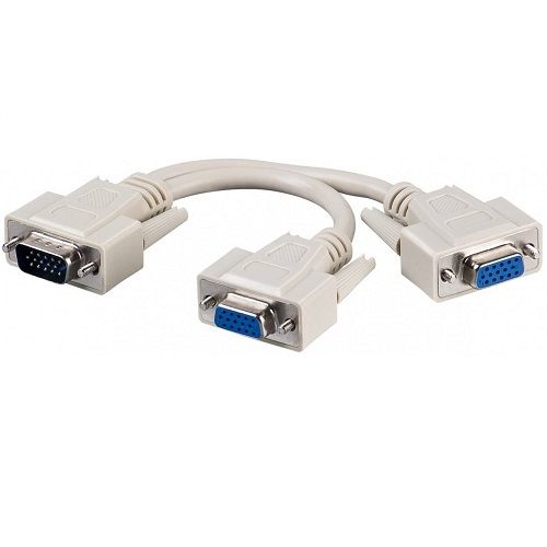 CABLEPELADO Cable Divisor VGA | Duplicador VGA | Bifurcador VGA | bifurcador SVGA | Conector S-VGA a 2X Conector S-VGA | Una Señal a 2 Monitores | 25 cm | Gris