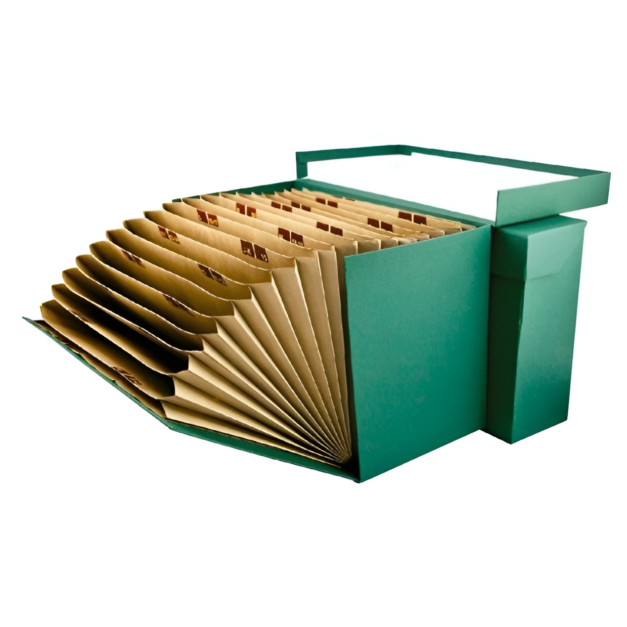 Mariola caja de transferencia cartón forrado en geltex c/ clasificador a-z/1-31 folio verde