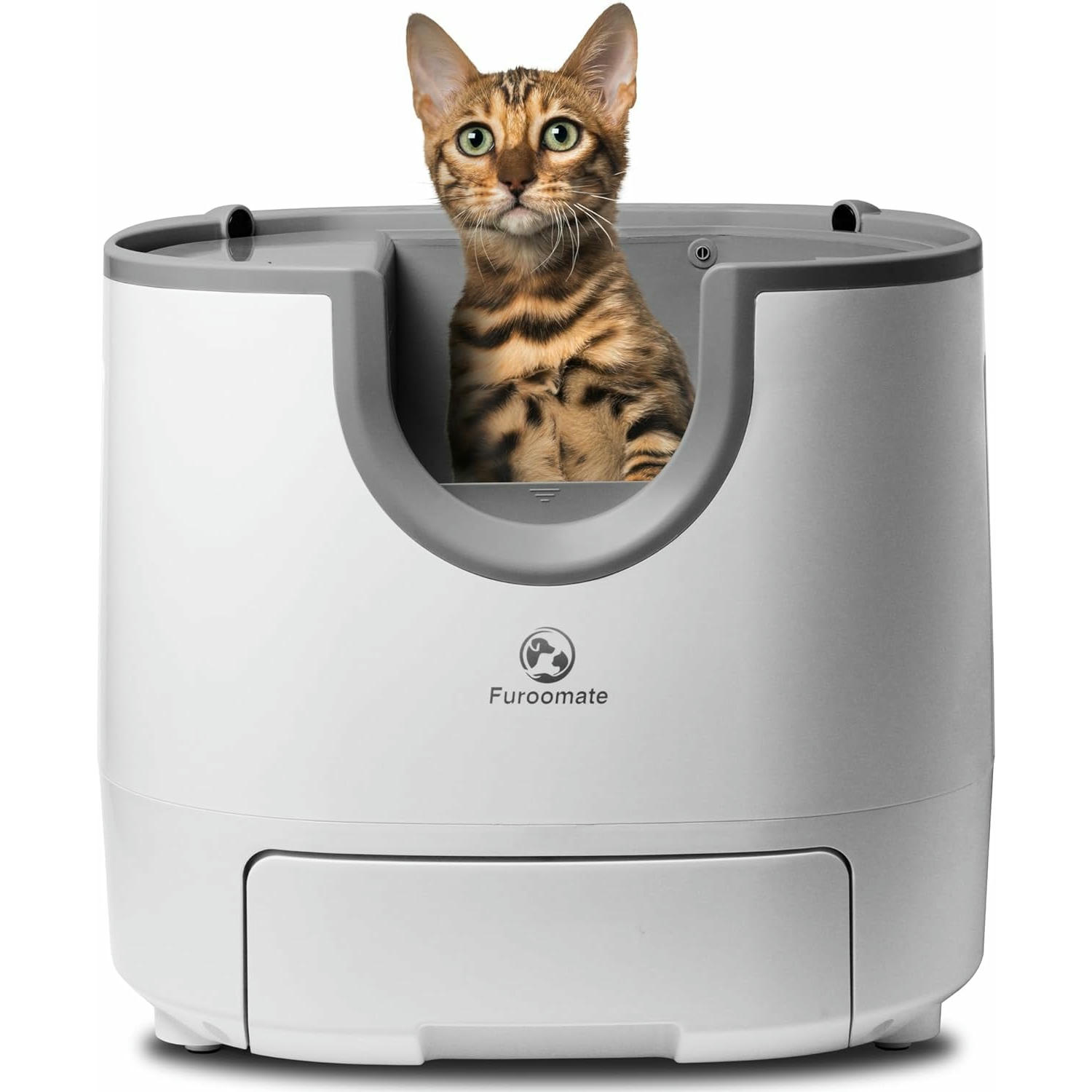 Furoomate PCT01 - Arenero Autolimpiable Automático para Gatos, Diseño Abierto, con Compartimento de Silicona Reemplazable, Apto para Gatos Pequeños y Grandes, Ideal para Gatos, Caja de Arena paddle