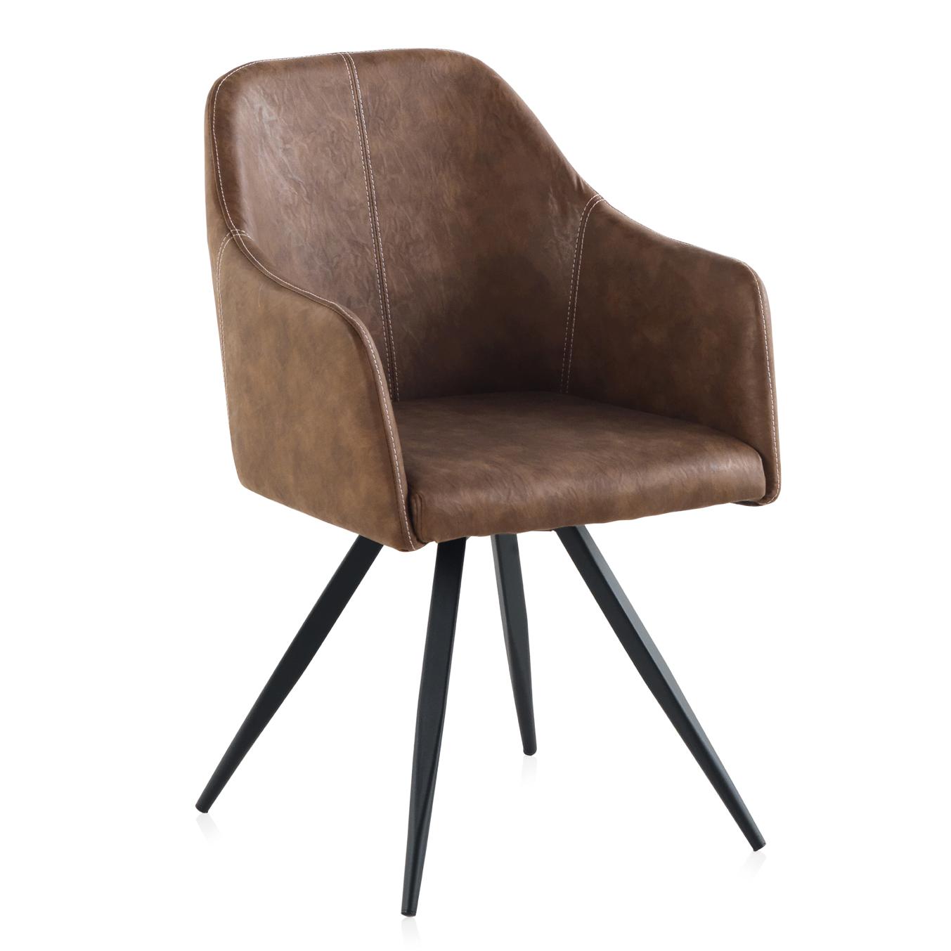Sillón Tapizado En Polipiel Marrón Con Patas De Metal. El mejor complemento para tu hogar. Fijalo